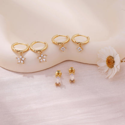 Gold Earrings For Women, Dainty Huggie Earrings Stack 14K Gold Plated Pearl Dangle Earrings for Women Trendy Cute Hypoallergenic Unique Gold Earring Stack Fashion Gold Jewelry Gifts