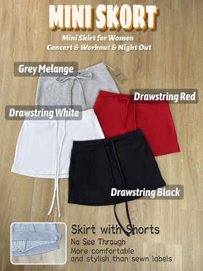 Danysu Dehnbare Mini Skorts Mid Waist Rock mit Shorts Seitenschlitz 2025 Sport Alltag Ausgeh-Outfits