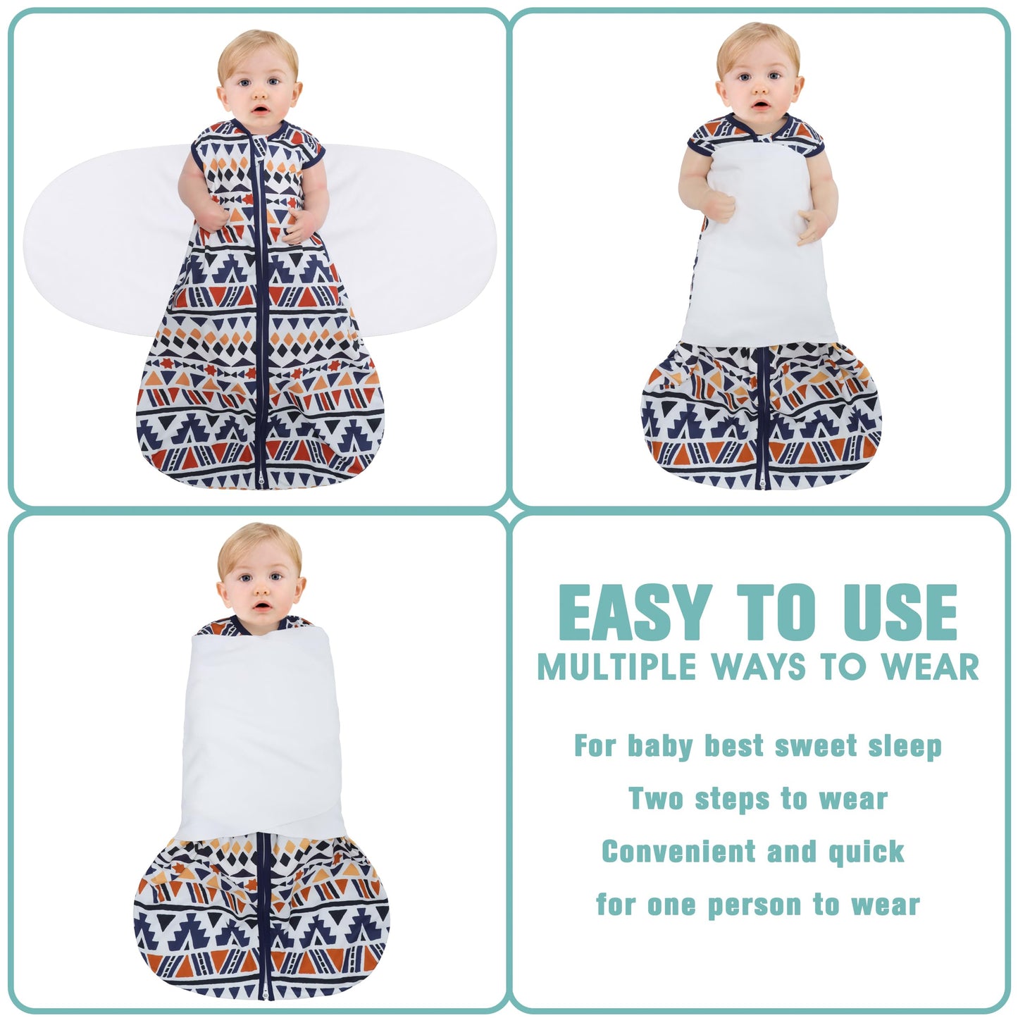 BSTOPPT Fleece Newborn Sleep Sack Baby Swaddle,3-Way Adjustable Wearable Blanket,2 Pack Fleece Swaddling sleeping bag TOG 2.0， (Blue&Green, 0-3 Months)