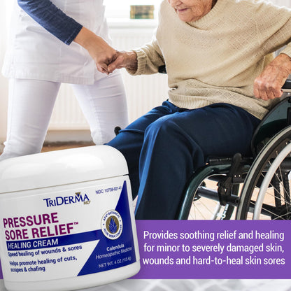 TriDerma MD Pressure Sore Relief Healing Cream for Bed Sores, Pressure Sores, Wound Healing, Chafed Skin and Hard-to-Heal Skin Sores with Calendula and AP4 Aloe Vera Gel, 4 oz Tube