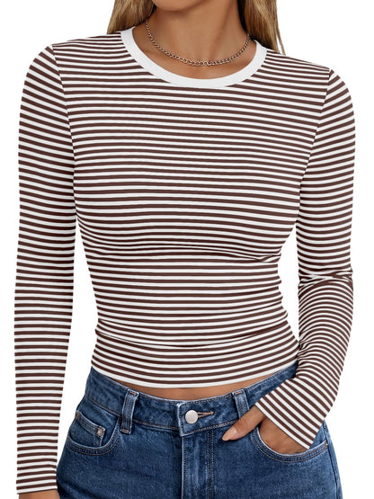 Trendy Queen Womens Long Sleeve T Shirts Fall Fashion Basic Y2K Tops 2026
