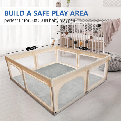 Huloo Sleep Ultra Soft Baby Spielmatte für den Boden, 3,3 cm dicke Elasti-Foam 127x127 cm Laufgittermatte für Kleinkinder, rutschfeste Rückseite, sicher zum Krabbeln und für die Bauchlage, Tatami-Stil (Dunkelgrau)