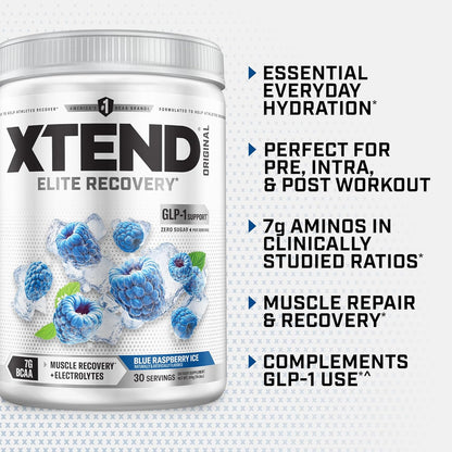Scivation Xtend BCAA Powder, Branched Chain Amino Acids, BCAAs, Blue Raspberry, 30 Servings