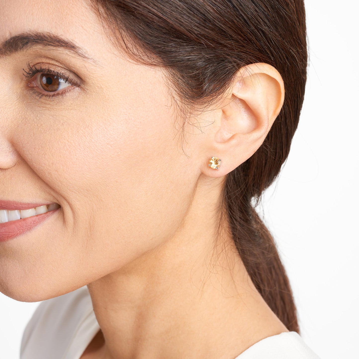 Amazon Essentials Sterling Silver Round Birthstone Stud Earrings