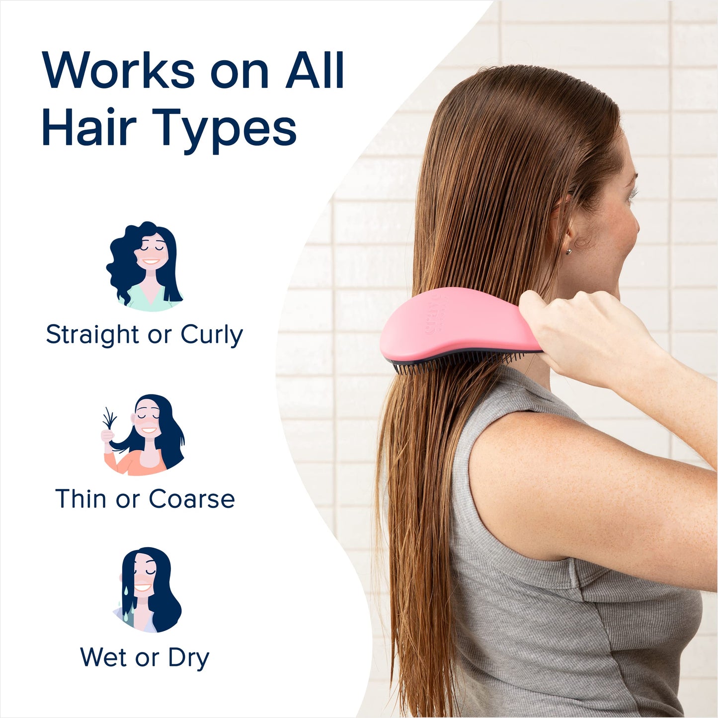 Crave Naturals Glide Thru Entwirrbürste für Erwachsene und Kinder. Entwirrbürste für natürliches, lockiges, glattes, nasses oder trockenes Haar. Haarbürsten für Frauen. Stylingbürste (Blau)