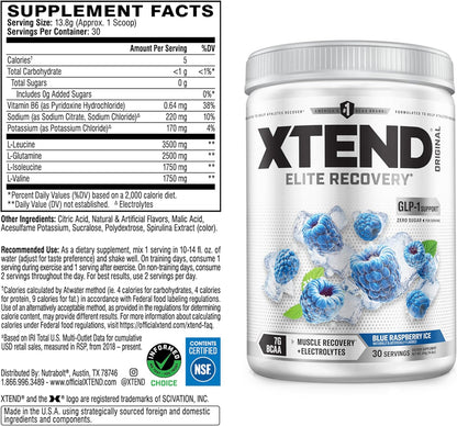 Scivation Xtend BCAA Powder, Branched Chain Amino Acids, BCAAs, Blue Raspberry, 30 Servings