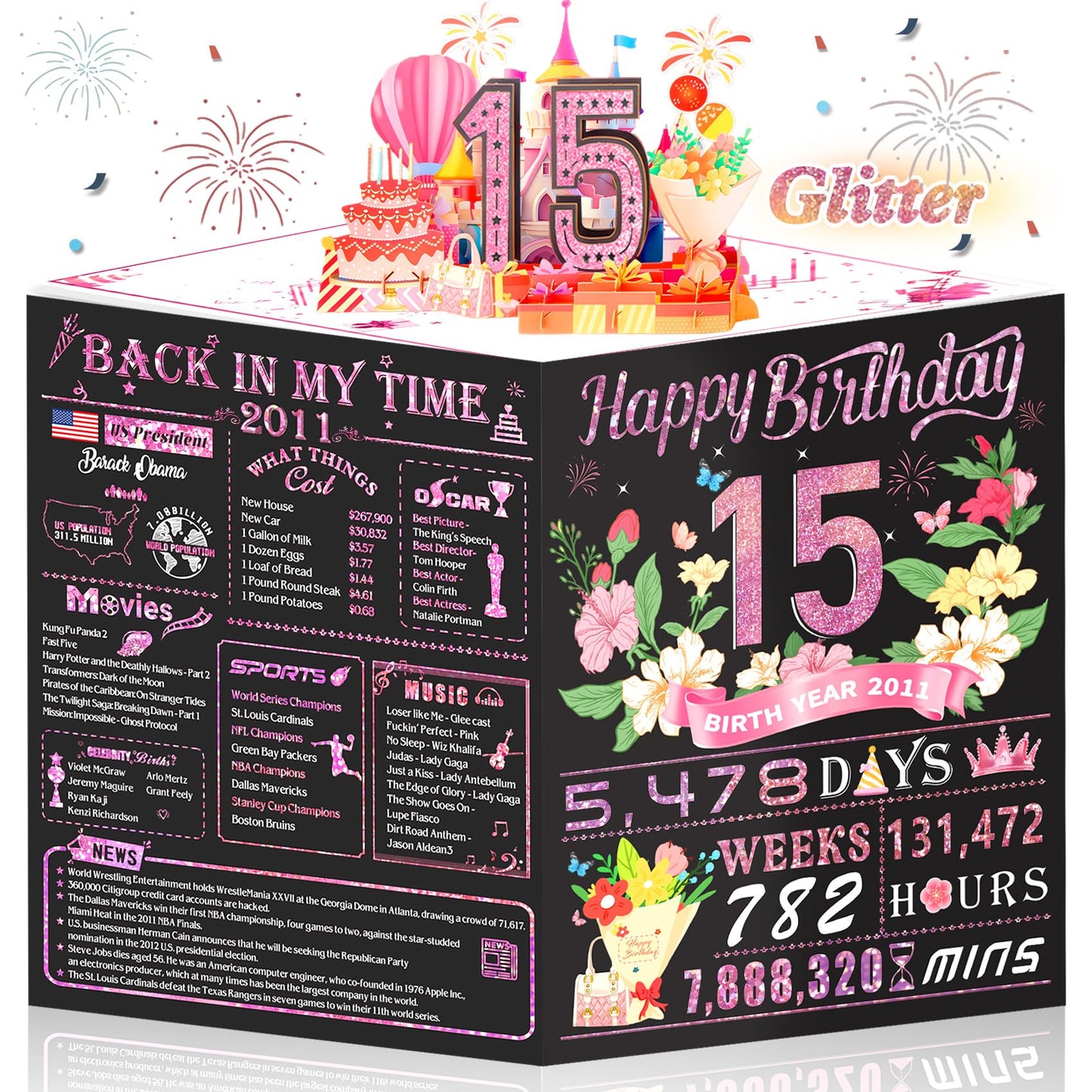 21st Birthday Card,3D Pop Up Funny 21st Birthday Decorations for Girls Granddaughter Sister,Happy 21 Year Old Birthday Gift for Daughter,Great 21Year Old Gifts Idea for Her,Jumbo Rose Glod In 2005