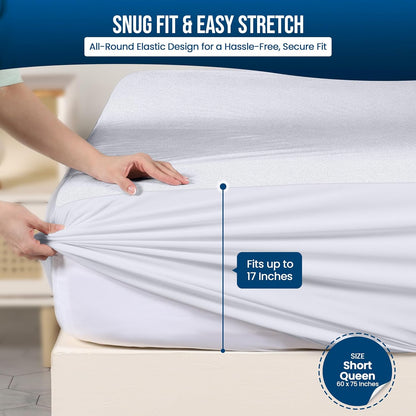 Utopia Bedding Wasserdichter Matratzenschoner für Doppelbetten/Full Size, Premium Frottee Matratzenbezug 200 g/m², Atmungsaktiv, Spannbetttuch-Stil mit dehnbaren Taschen (Weiß)
