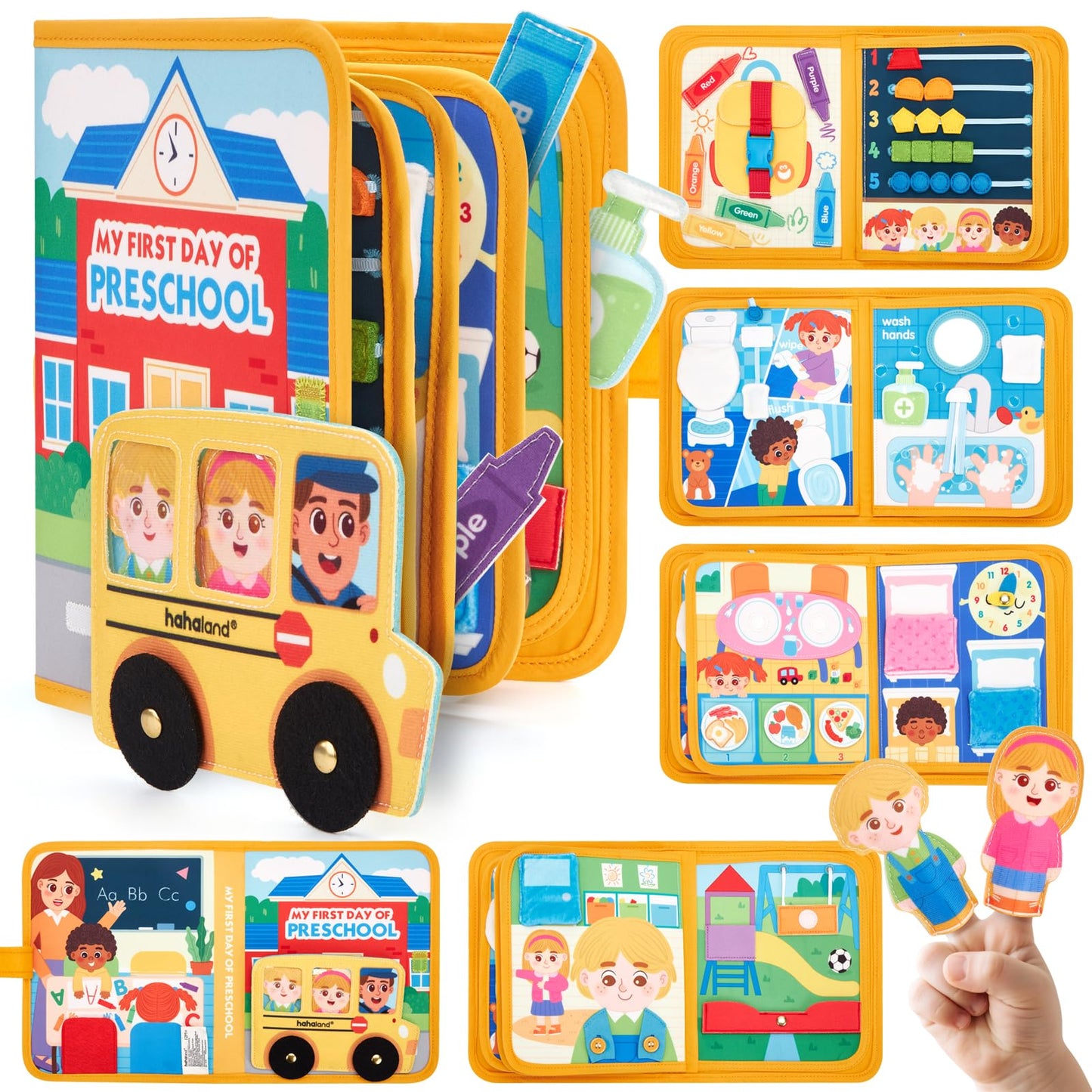hahaland Busy Book for Toddlers 1-3 - Montessori Toys Busy Board for 1 Year Old Boy Gifts Girl Toys Educational Learning Quiet Activity Books Toddler Travel Toys for One Year Old Birthday Gift