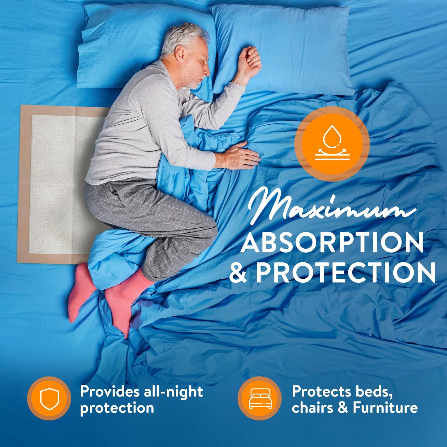 Inspire Super Absorbent Disposable Bed Pads for Chronic Incontinence Ultra Thick and Absorbent Bed Pads Disposable Adult | Pee Pads for Adults (36" X 36" Pack of 50) XX Large