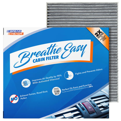 Spearhead Odor Defense Breathe Easy AC & Heater Cabin Filter | Fits Select 2016-2025 Toyota, Lexus, Subaru, 2016-2023 CX-9 Like OEM | Up to 25% Longer Lasting w/Activated Carbon (BE-157)
