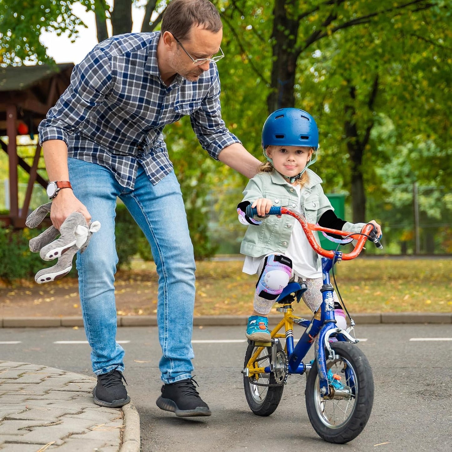 Kinder/Jugend Knieschoner Ellenbogenschoner Protektoren Set für Inlineskates Rollschuhe Radfahren BMX Fahrrad Skateboard Inline-Skating Scooter Fahren Sport