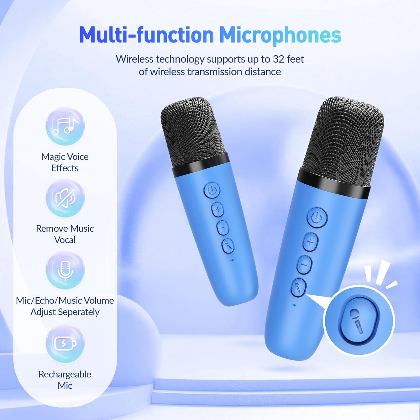 Mini Karaoke Machine for Kids Adults, Portable Bluetooth Speaker with 2 Wireless Microphone, Birthday Gifts for Girls Boys Ages 4, 5, 6, 7, 8, 9, 10, 12+ Years Old (Pinkcolor)
