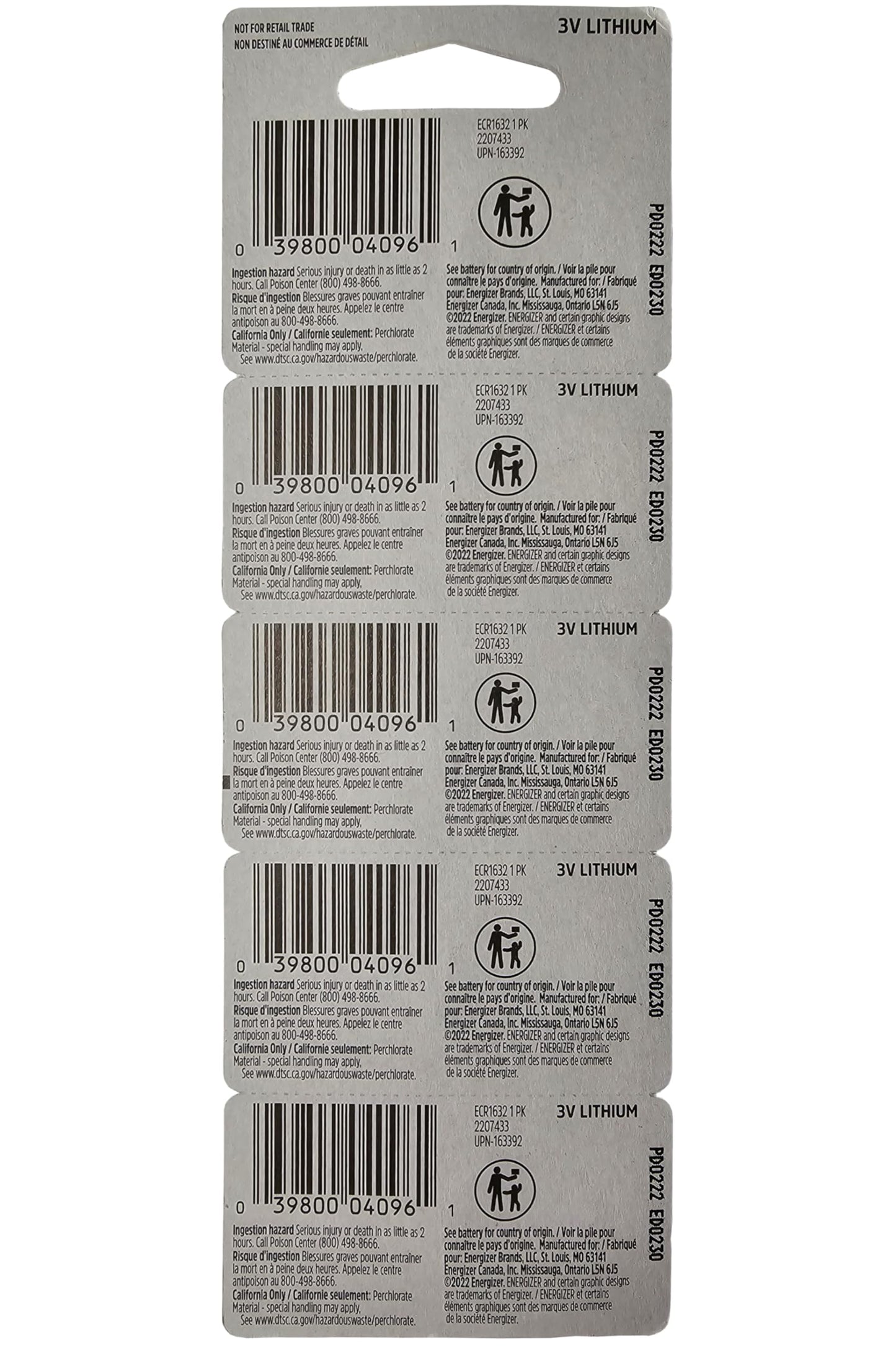 Energizer 2032 Batterien (4er-Pack), 3V Lithium-Knopfzellen