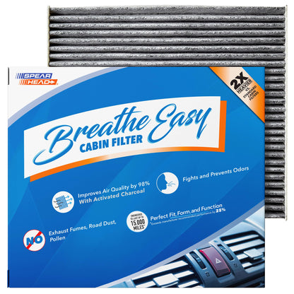 Spearhead Odor Defense Breathe Easy AC & Heater Cabin Filter | Fits Select 2016-2025 Toyota, Lexus, Subaru, 2016-2023 CX-9 Like OEM | Up to 25% Longer Lasting w/Activated Carbon (BE-157)
