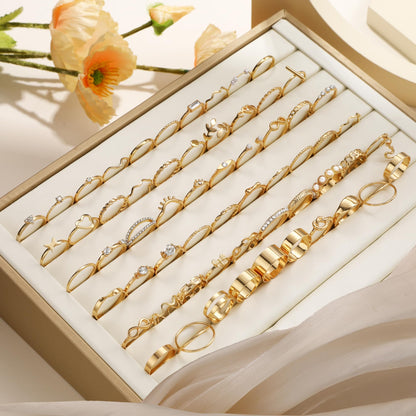FAXHION 24-60 Pcs Gold Stackable Rings for Women, Knuckle Rings Chunky Gold Ring Set Dainty Stacking Cute Rings, Multiple Sizes Cute Jewelry Set Gift