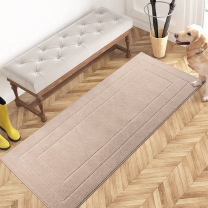 PURRUGS Dirt Trapping Door Mat 32" x 70", Non-Slip/Skid Machine Washable Entryway Rug, Dog Doormat, Super Absorbent Welcome Mat for Muddy Wet Shoes and Paws, Grayish Brown