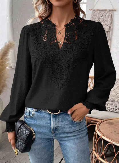 Falechay Womens Tops Swiss Dot Boho Long Sleeve Shirts