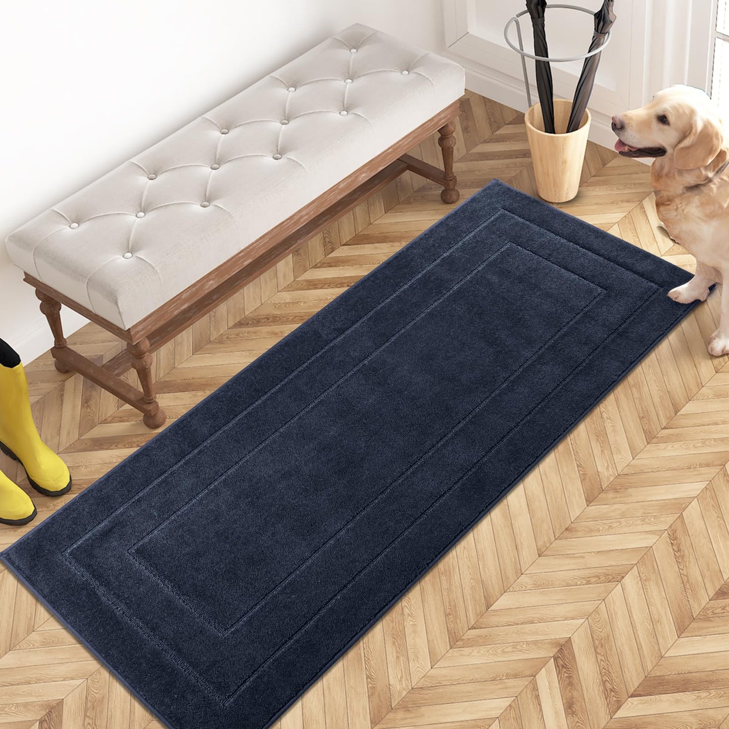 PURRUGS Dirt Trapping Door Mat 32" x 70", Non-Slip/Skid Machine Washable Entryway Rug, Dog Doormat, Super Absorbent Welcome Mat for Muddy Wet Shoes and Paws, Grayish Brown