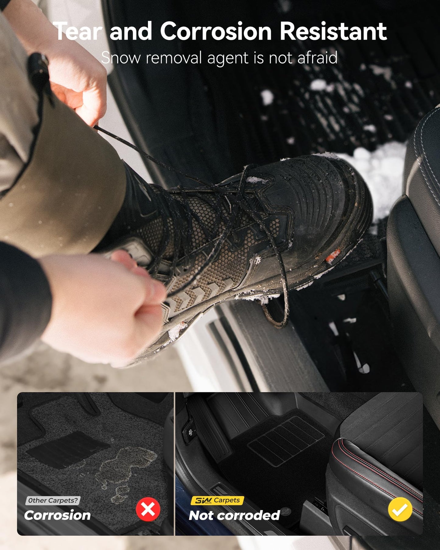 3W Floor Mats for Toyota Tacoma 2024 2025 2026 Double Cab Auto Tran(Not Fit Hybrid & XtraCab), TPE All Weather Custom Fit Floor Liner for Tacoma TRD/SR/SR5/limited Car Liners.
