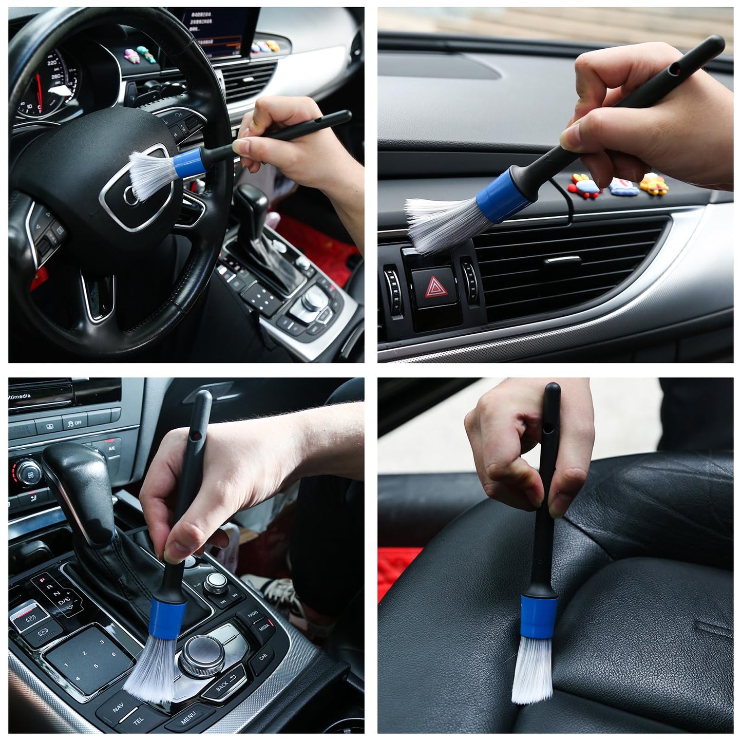 10pcs Auto Car Detailing Brush Set Car Interior Cleaning Kit Includes 5 Boar Hair Detail Brush,3 Wire Brush, 2 Air Vent Brush for Cleaning Interior Exterior, Dashboard Engines Leather Wheel