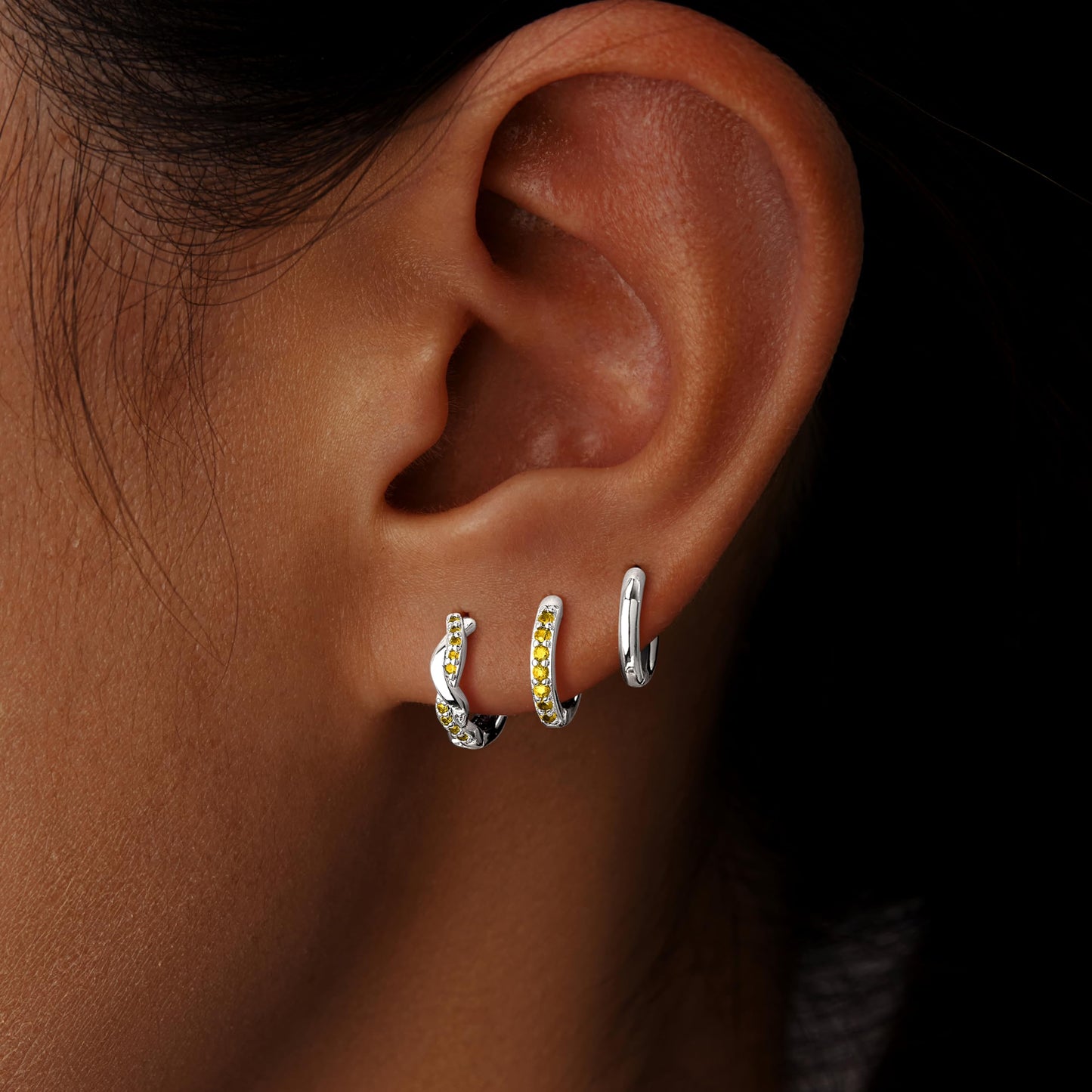 Inerney 14K Gold Plated Huggie Hoop Earrings for Women, Small Sterling Silver Earring Set Hypoallergenic Cartilage Helix Stacks, Mini Dainty Cute Trendy Birthstone Jewelry Gift for Multiple Piercings