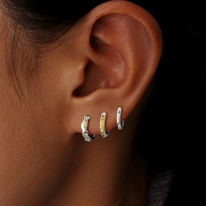 Inerney 14K Gold Plated Huggie Hoop Earrings for Women, Small Sterling Silver Earring Set Hypoallergenic Cartilage Helix Stacks, Mini Dainty Cute Trendy Birthstone Jewelry Gift for Multiple Piercings