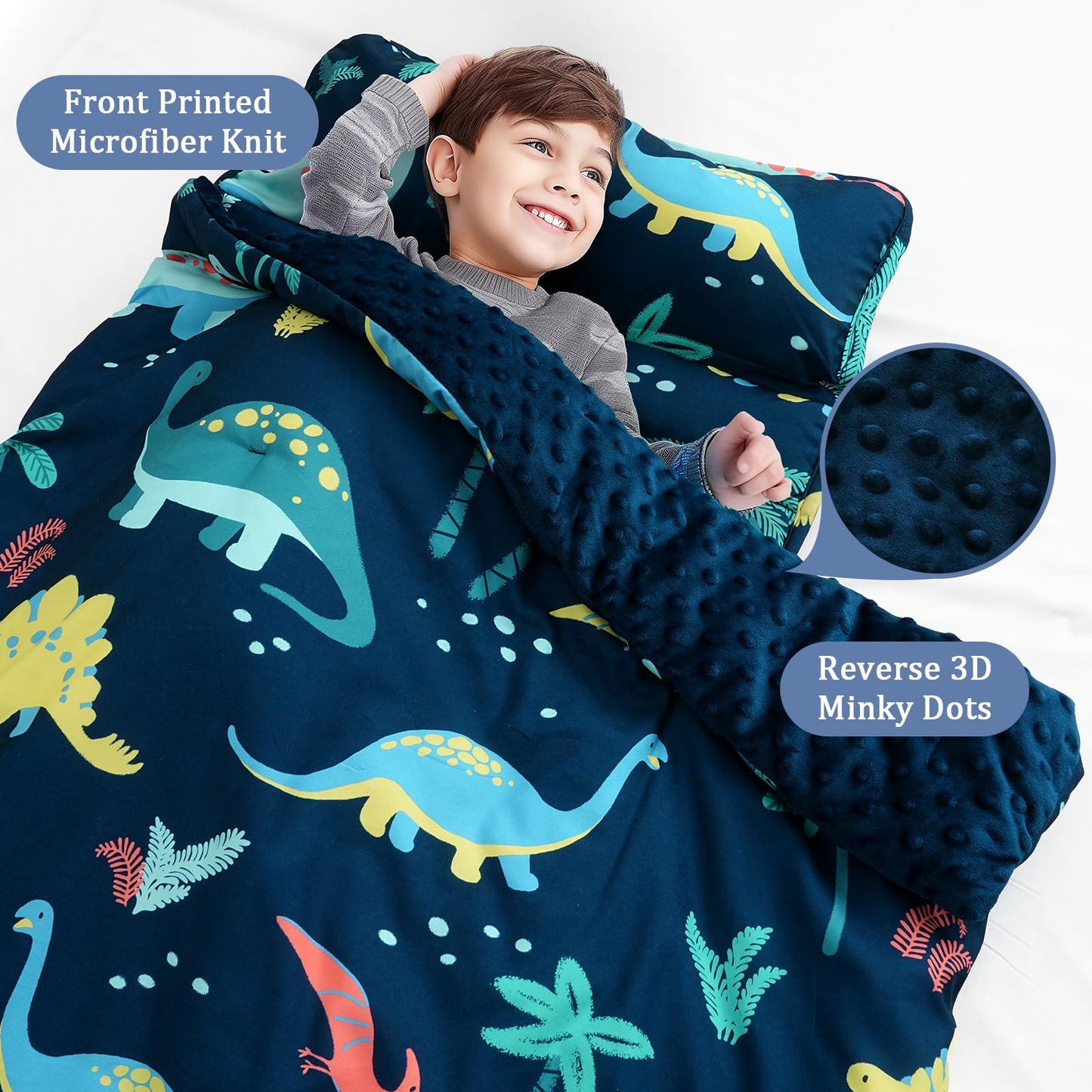 PHF Toddler Nap Mat with Removable Pillow and Minky Blanket, Rollup Design Kids Sleeping Mat, Slumber Bags for Boys, 55"x23" Toddler Sleeping Bag for Daycare Preschool Travel Camping, Space