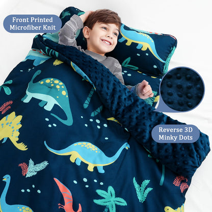 PHF Toddler Nap Mat with Removable Pillow and Minky Blanket, Rollup Design Kids Sleeping Mat, Slumber Bags for Boys, 55"x23" Toddler Sleeping Bag for Daycare Preschool Travel Camping, Space