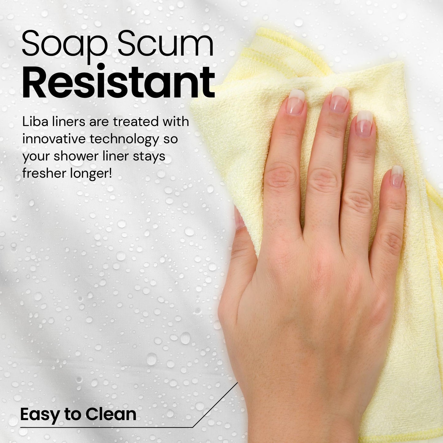 LiBa PEVA 8G Bathroom Shower Curtain Liner, 72" W x 72" H, Frosted, 8G Heavy Duty Waterproof Shower Curtain Liner