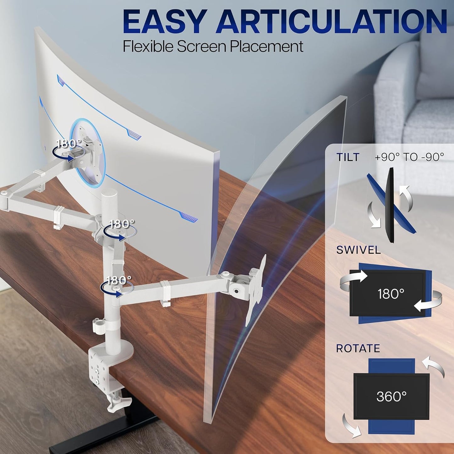 VIVO Dual-Monitor Tischhalterung, für 2 Bildschirme bis zu 30 Zoll und je 10 kg, Hochleistungs-Stahlständer voll verstellbar mit Klemme und Tülle, Schwarz, STAND-V002