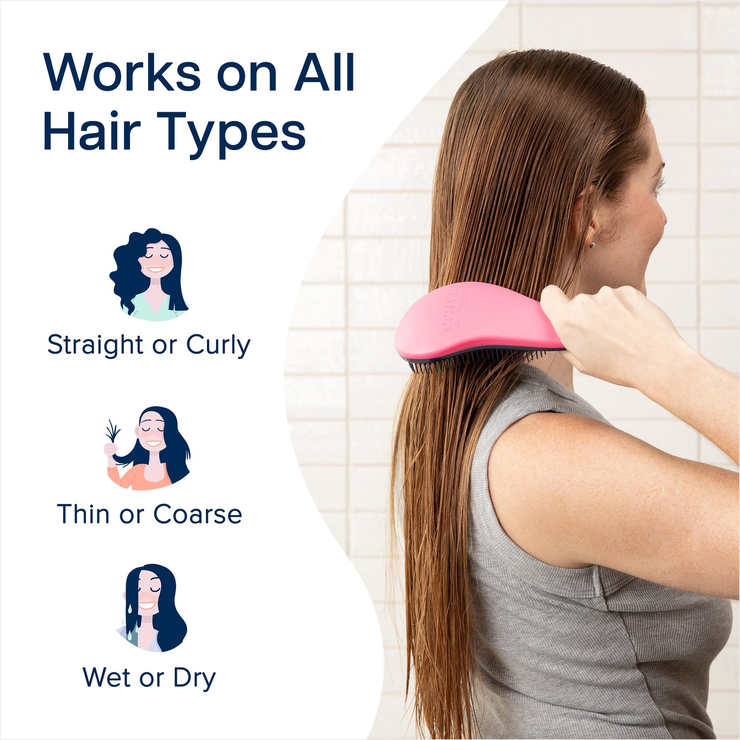 Crave Naturals Glide Thru Entwirrbürste für Erwachsene und Kinder. Entwirrbürste für natürliches, lockiges, glattes, nasses oder trockenes Haar. Haarbürsten für Frauen. Stylingbürste (Blau)