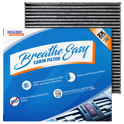 Spearhead Odor Defense Breathe Easy AC & Heater Cabin Filter | Fits Select 2016-2025 Toyota, Lexus, Subaru, 2016-2023 CX-9 Like OEM | Up to 25% Longer Lasting w/Activated Carbon (BE-157)
