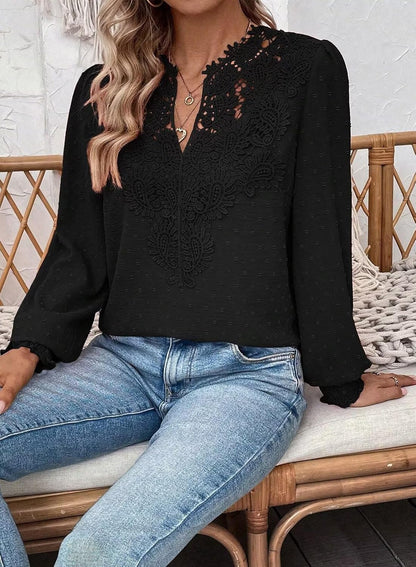 Falechay Womens Tops Swiss Dot Boho Long Sleeve Shirts