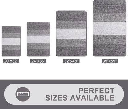 Grandaily Fußmatte für Innenbereich, 50 x 80 cm, rutschfest, Schmutzfänger, saugfähig, für die Haustür, waschbar, gestreift, für den Innenbereich, flach, Willkommensmatte, Eingangsmatte, Grau