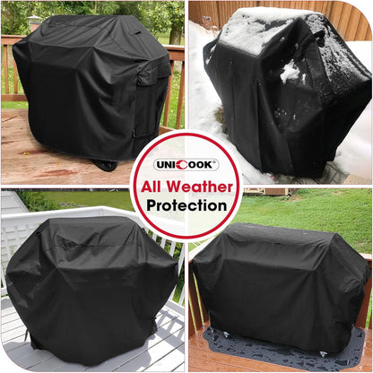UNICOOK BBQ Abdeckung 60 Zoll, Hochleistungs-Wasserdichte Grillabdeckung, Spezielle Licht- und UV-beständige Outdoor-Grillabdeckung, Grillzubehör Kompatibel mit Weber Char-Broil Nexgrill und mehr