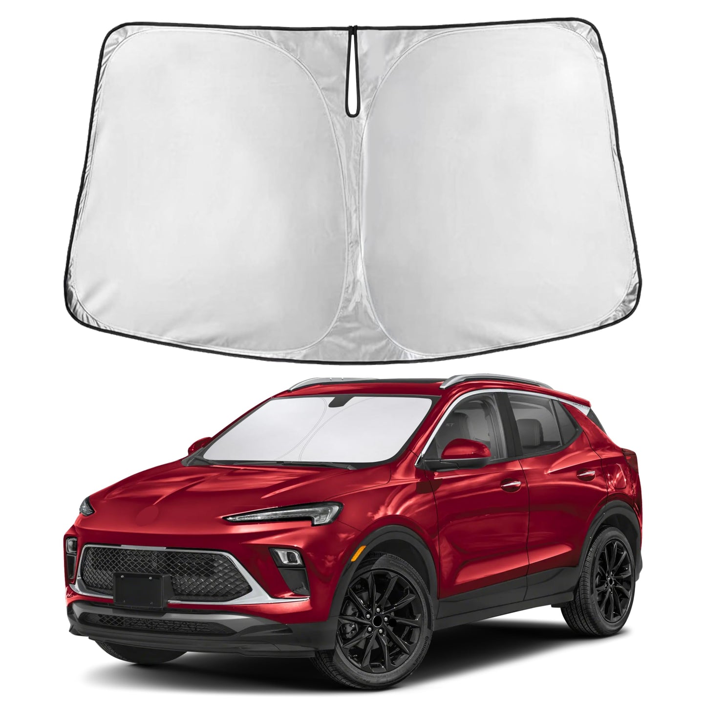 EcoNour Car Windshield Sunshade | Blocks 99% Heat & Keeps Interior Cool | Universal Fits Cars, SUVs, Trucks | Automotive Sun Screen, Visor & Car Accessories for Summer | Medium (64x32 Inches)