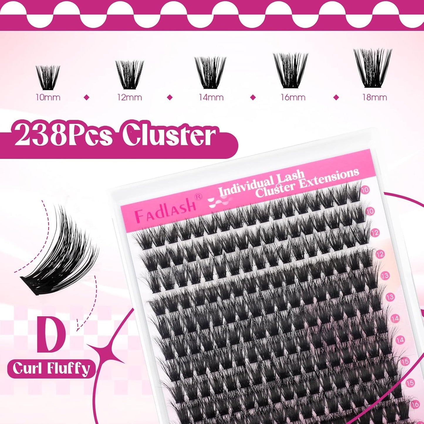 Cluster Wimpern D-Curl Wimperncluster 280 Stück Wimpernverlängerung Cluster Einzelwimpern Weiche DIY Wimpernverlängerungen Gemischtes Tray Wimperncluster Natürlicher Look (60D-0.07D, 8-16mm)