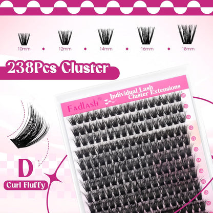 Cluster Wimpern D-Curl Wimperncluster 280 Stück Wimpernverlängerung Cluster Einzelwimpern Weiche DIY Wimpernverlängerungen Gemischtes Tray Wimperncluster Natürlicher Look (60D-0.07D, 8-16mm)