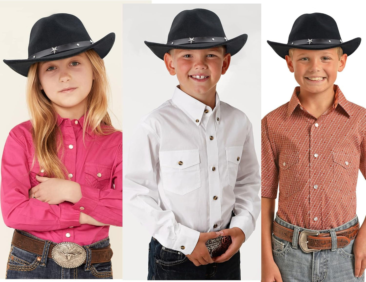 Cowboyhut für Jungen Mädchen Western Filzhut Fedora für Kinder 3-6 Jahre