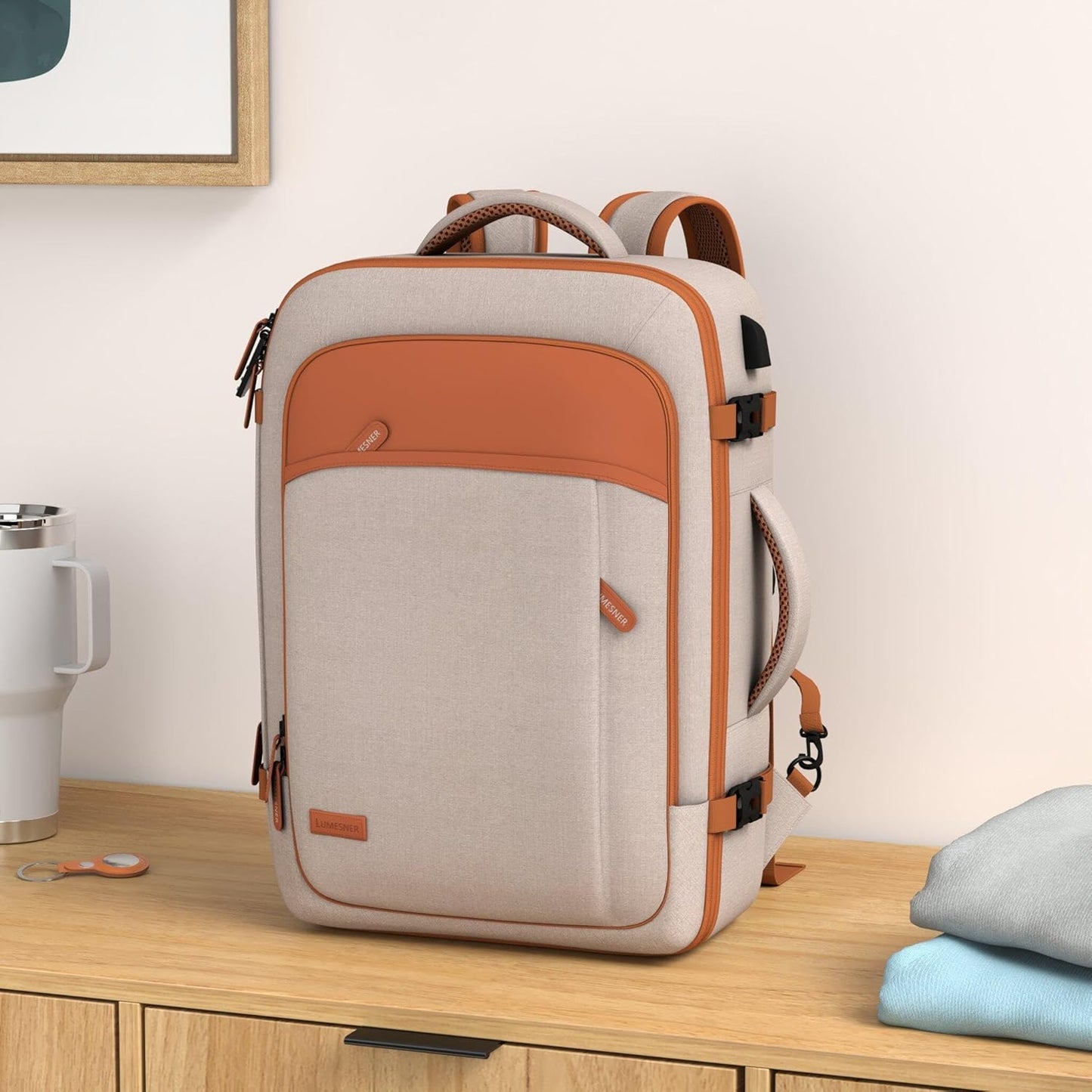 Lumesner Handgepäck Rucksack, extra großer 40L Flugzugelassener Reiserucksack für Damen & Herren