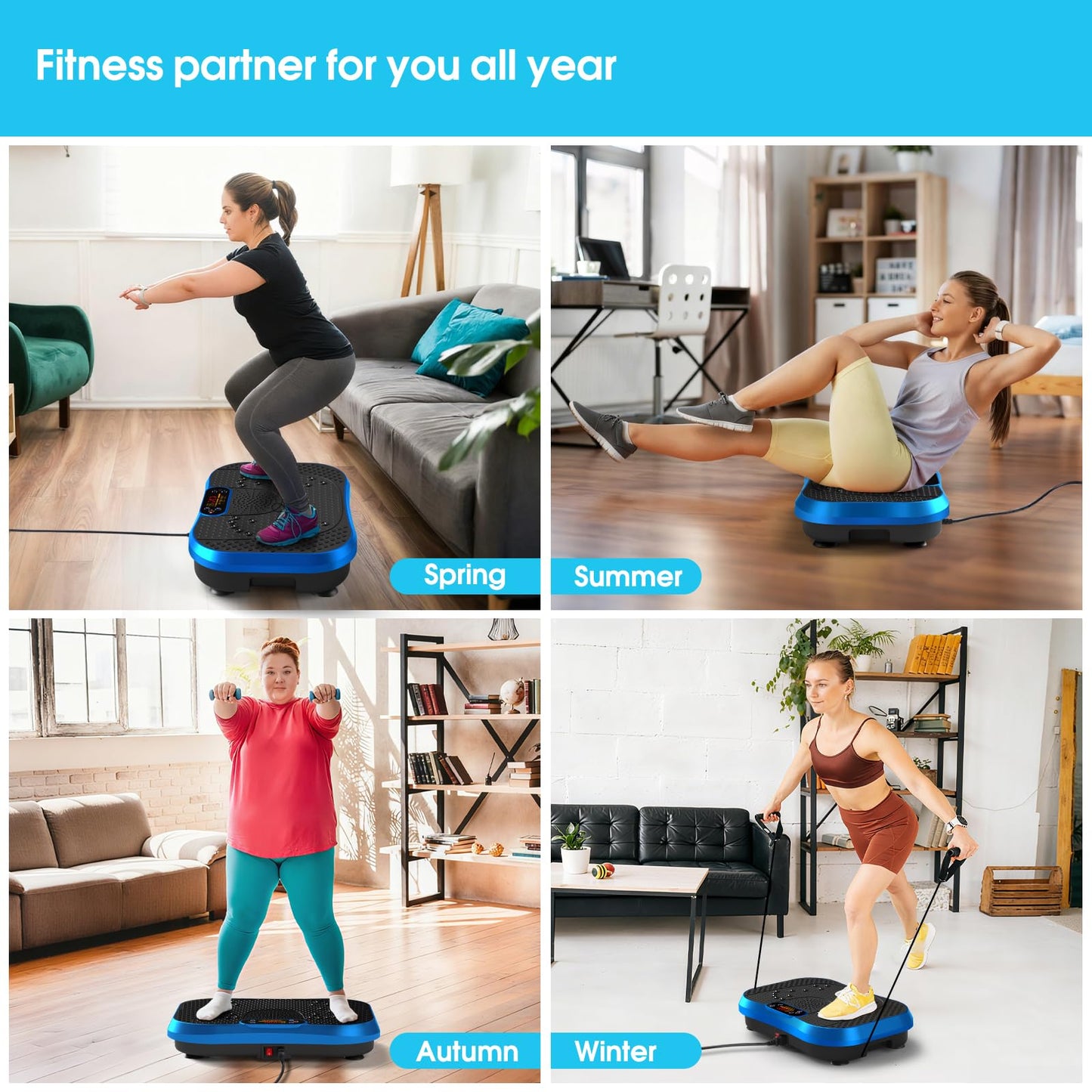 SoftGym Waver Vibration Plate Exercise Machine for Lymphatic Drainage Weight Loss,120 Speed Levels Vibrating Platform with Resistance Bands,Full-Body Workout Equipment for Muscle Activation