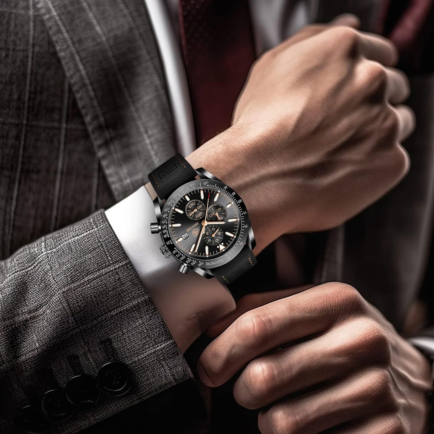BY BENYAR Uhren für Herren Analog Quarz Chronograph 30M Wasserdicht Leuchtend Großes Zifferblatt Herren Armbanduhren Business Arbeit Sport Freizeit Mode Designer Uhr Elegantes Geschenk für Herren