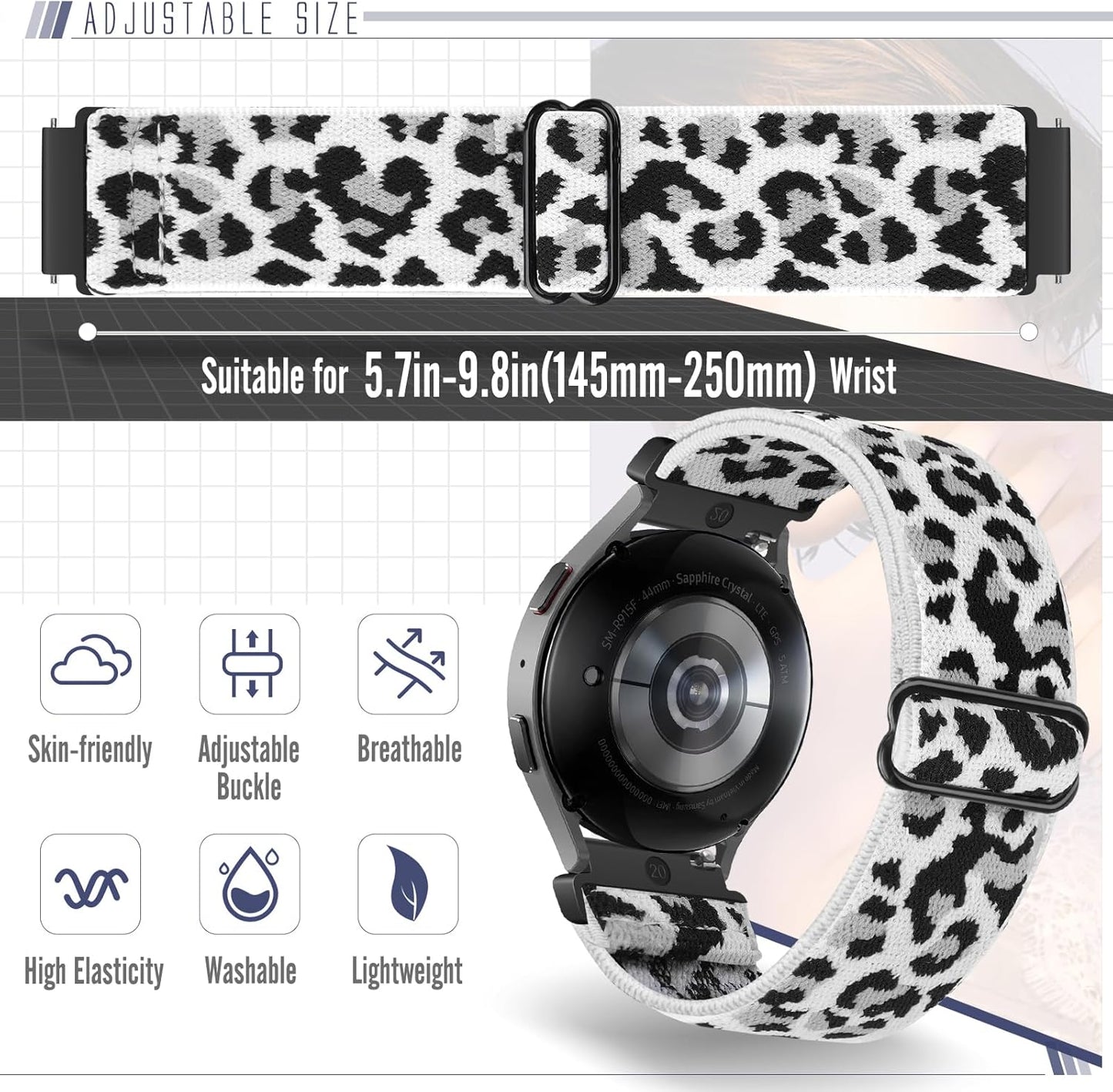 Runostrich Schnellverschluss-Nylon-Uhrenarmband - Breitenwahl - 18mm, 19mm, 20mm, 22mm, 24mm elastische Uhrenarmbänder verstellbares dehnbares Solo Loop Sport Nylon Ersatzarmband für Damen Herren, 3 Stück