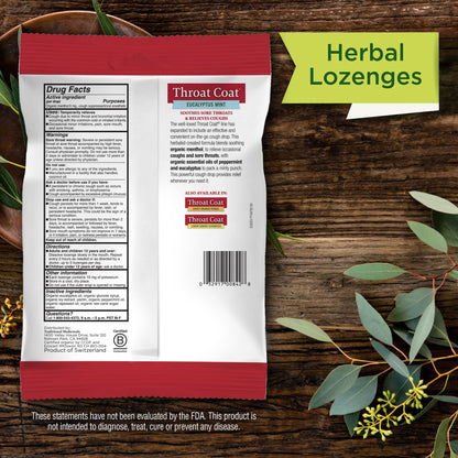 Traditional Medicinals Organic, Throat Coat Lozenges, Lemon Ginger Echinacea - Herbal Cough Drops, Helps Soothe Sore Throat - Non-GMO, Stimulant-Free - 16 Count (Pack of 12)