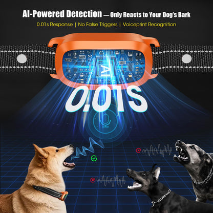 Smart AI Bark Collar for Large Medium Small Dogs, Anti Barking Device with 5 Training Modes, Exclusive Forced Bark-Stopping, Rechargeable IP67 Waterproof Bark Collar with 5 Sensitivity (Black)