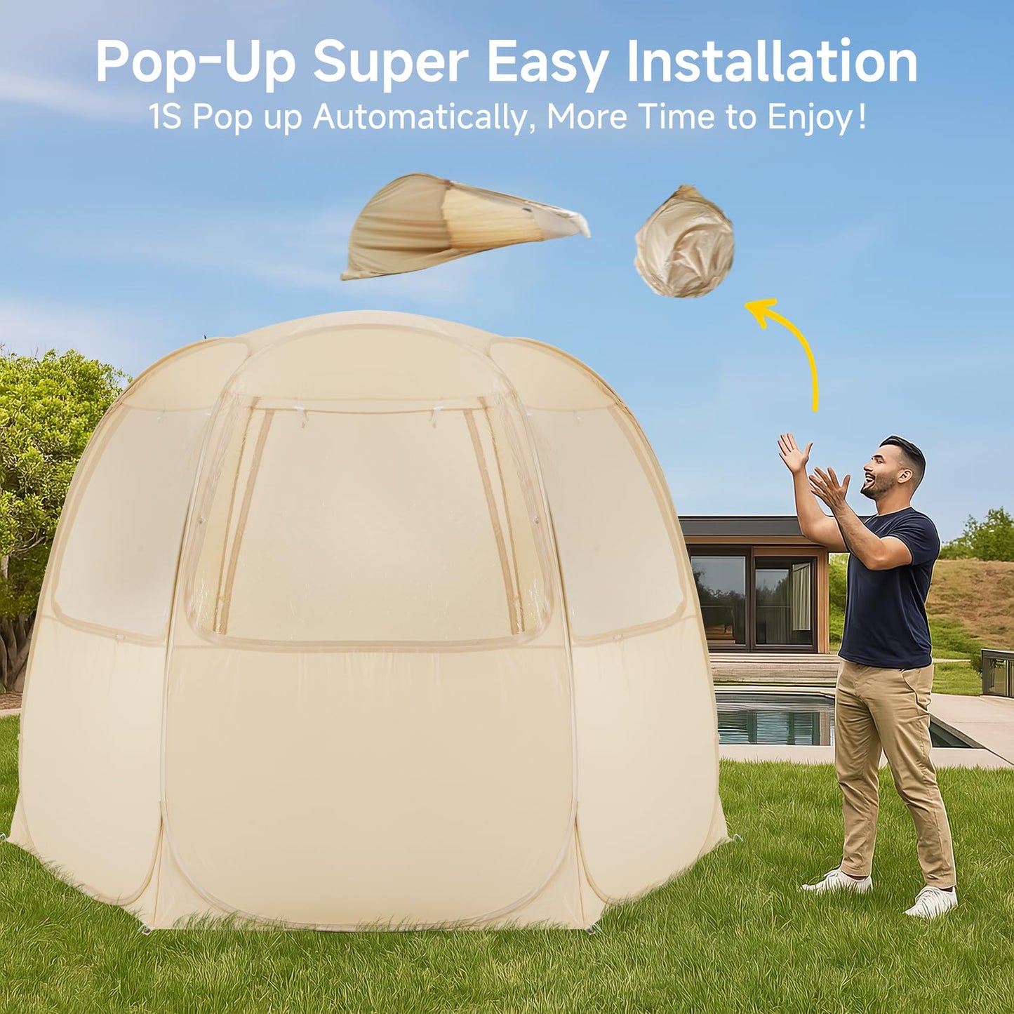 Alvantor Pop Up Screen House Tent, Instant Outdoor Gazebo with Mosquito Netting & UPF 50+ Sun Protection, Portable Canopy Shelter for Patio, Backyard, Camping (2-10 Person)