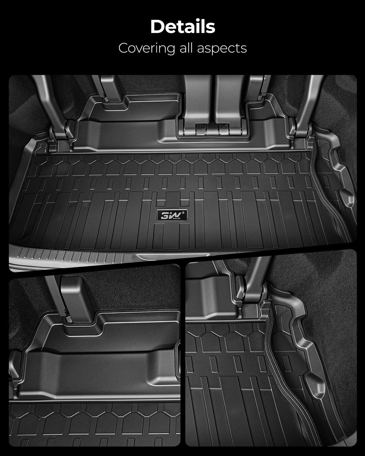 3W Floor Mats for Toyota Tacoma 2024 2025 2026 Double Cab Auto Tran(Not Fit Hybrid & XtraCab), TPE All Weather Custom Fit Floor Liner for Tacoma TRD/SR/SR5/limited Car Liners.