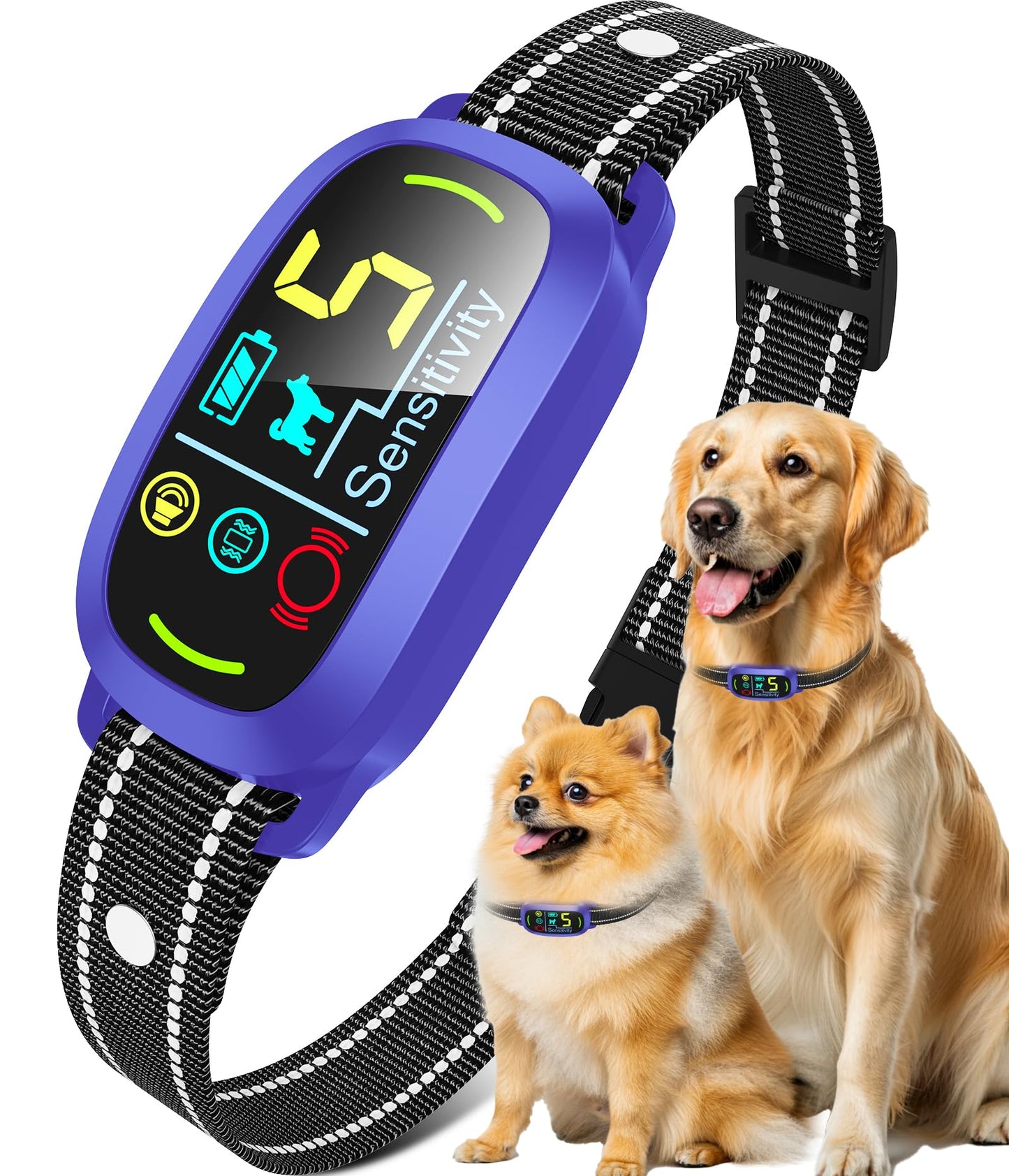 Smart AI Bark Collar for Large Medium Small Dogs, Anti Barking Device with 5 Training Modes, Exclusive Forced Bark-Stopping, Rechargeable IP67 Waterproof Bark Collar with 5 Sensitivity (Black)
