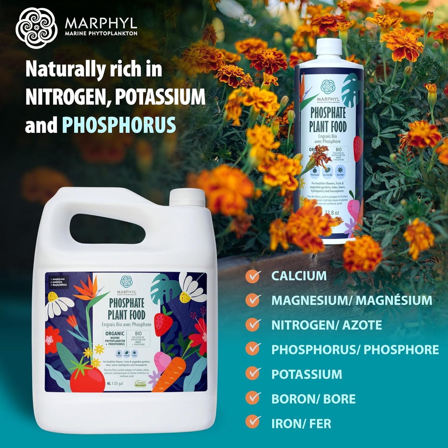 MARPHYL Universaldünger – Organischer, nährstoffreicher Dünger & Bodenverbesserer für Zimmer- & Gartenblumen, Gemüse, Sukkulenten, Bambus & Hydrokulturen